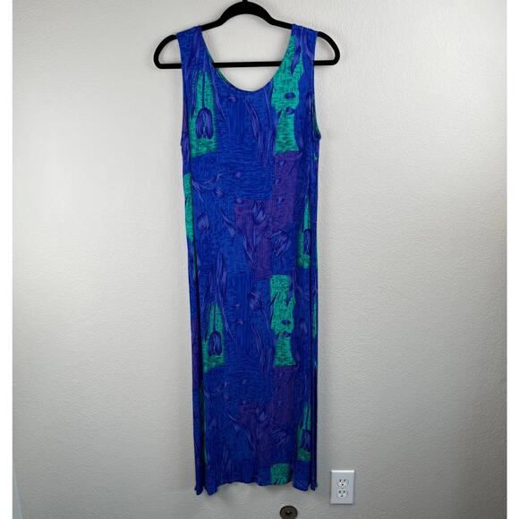 Drapers & Damons Blue Multi Crinkle Floral Sleeveless Midi Shift Dress Plus 14W - Picture 12 of 13